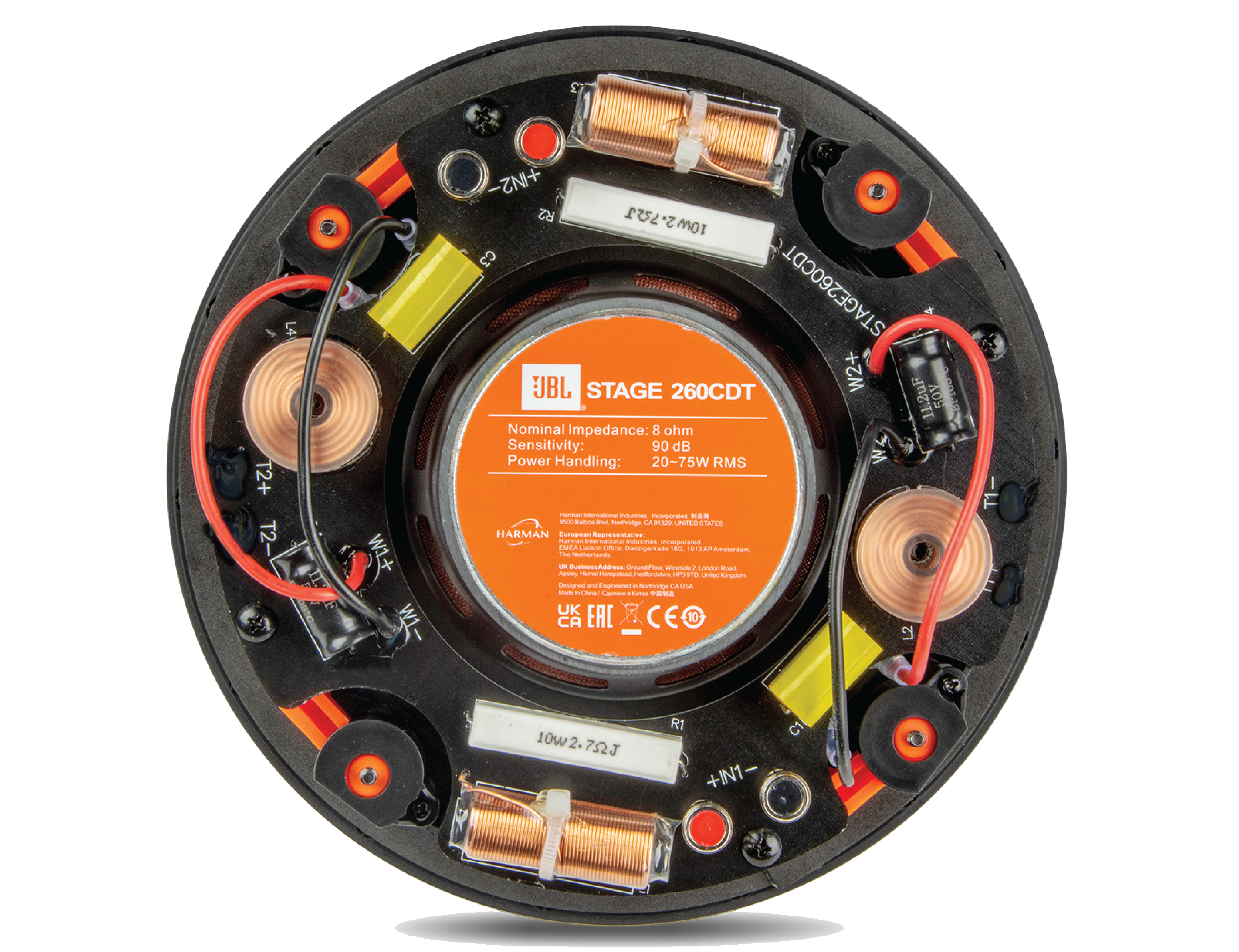 Premium air-core inductors and mylar cap capacitor crossover network components ensure that sound remains dynamic at all listening levels.